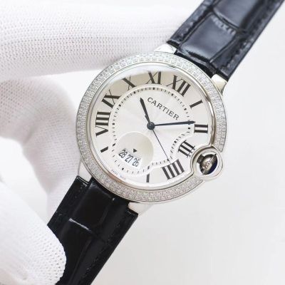 Cartier Ballon Bleu De 33/36/42MM Imported Movement 316L Steel Black Leather Strap Couple Watch